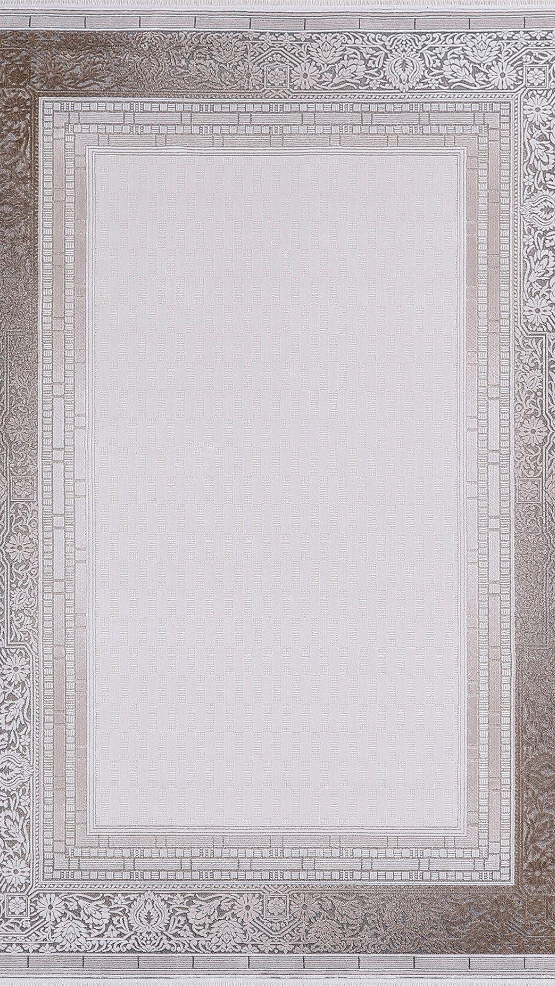 By Özer Halı Krem Renk Kahve Bordürlü Modern Empera Halı Raymond Plus Creuse Salon Halısı