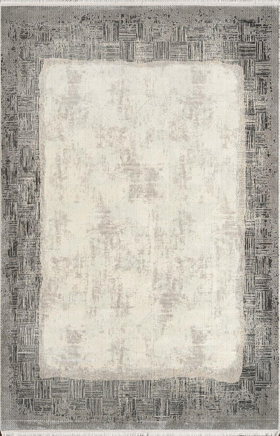 By Özer Halı Krem Renk Lacivert Bordürlü Modern Stil Pierre Cardin Halı Pierre Zen HG02A Salon Halısı