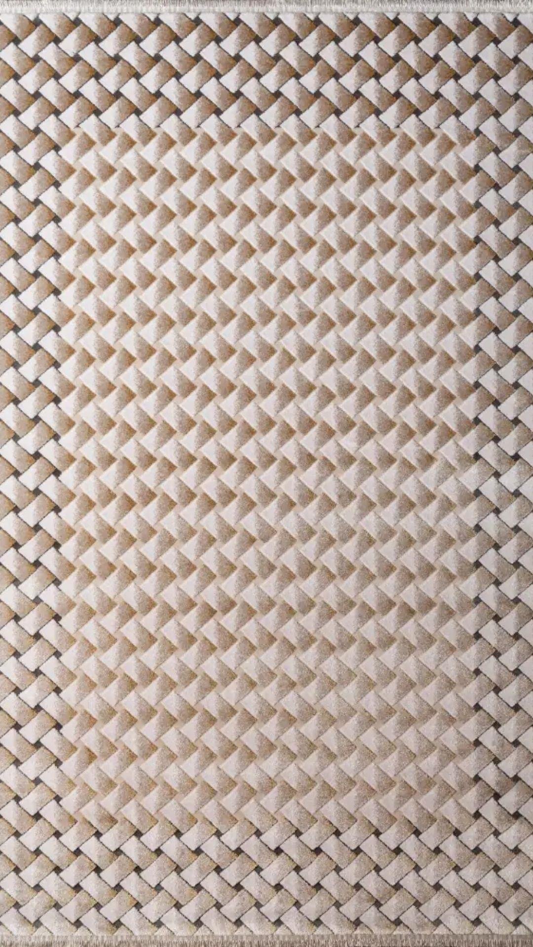 By Özer Halı Krem Renk Vizon Desenli Modern Stil Majolika Halı Alvin AL00A Salon Halısı