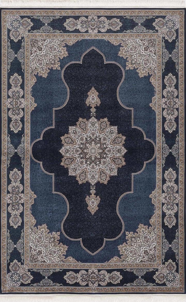 By Özer Halı Lacivert Renk Bordürlü Klasik Stil Alhambra AH10 Salon Halısı