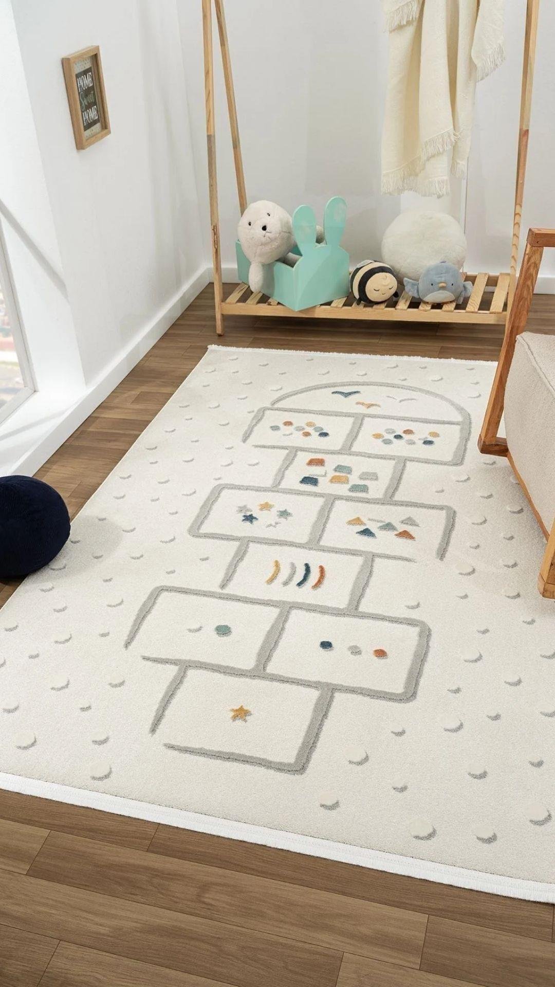 By Özer Halı Multi Renk Seksek Temalı Koza Halı Lyon Kids A0657A Çocuk Odası Halısı