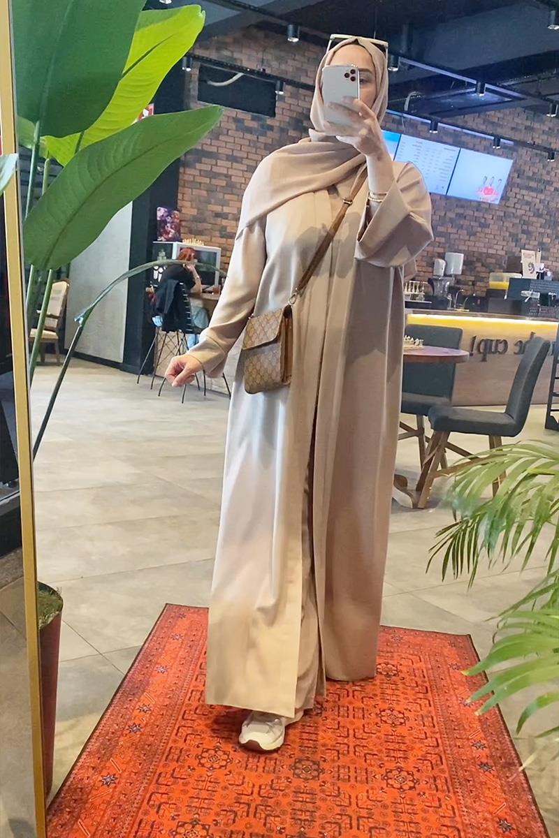 Sade Ekru Renk Abaya