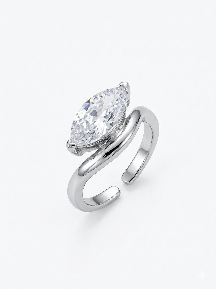 Safir Mekik Silver Yüzük