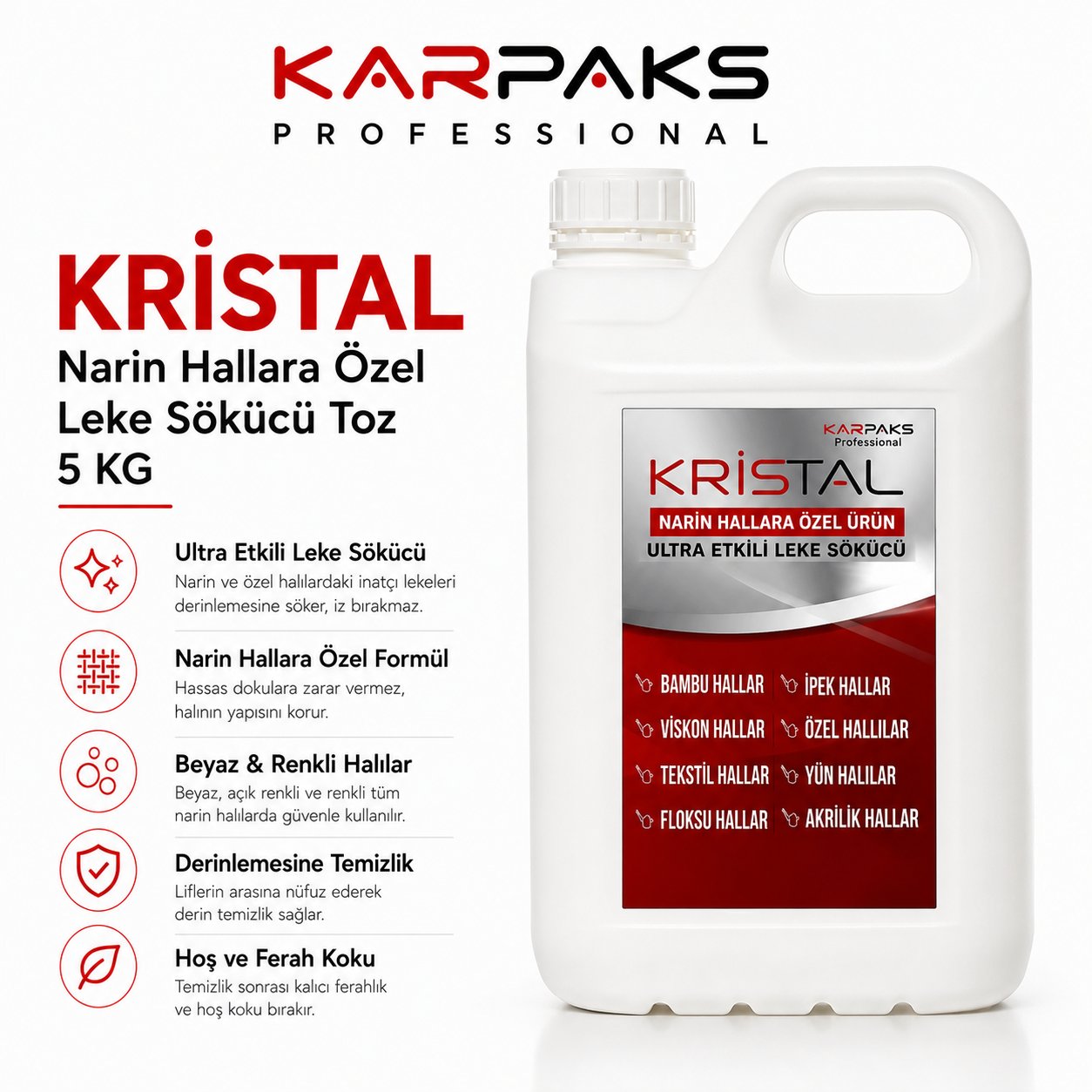 Karpaks Kristal - Narin Halılara Özel Leke Sökücü Toz 5 Kg