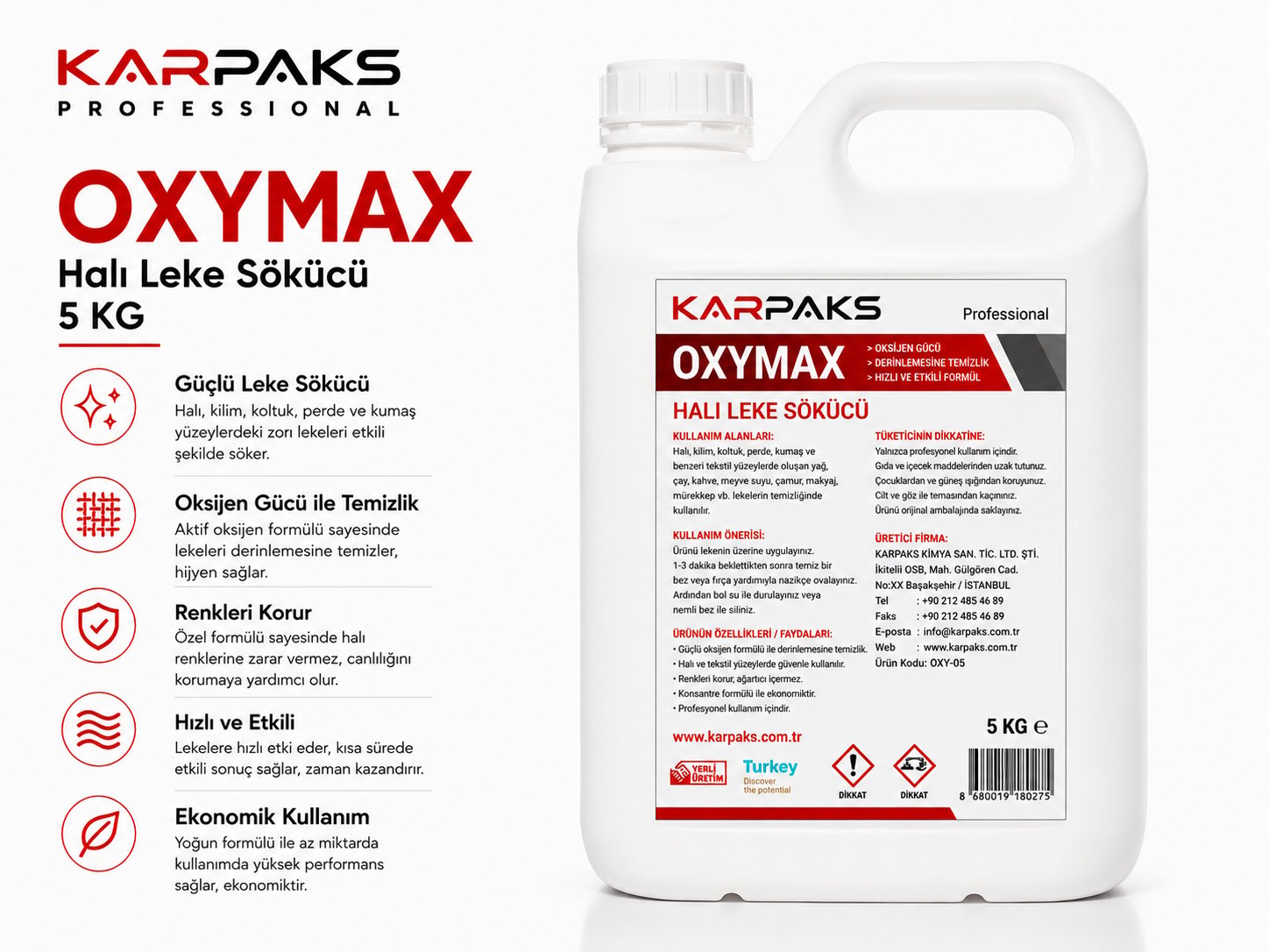 Karpaks Oxymax Halı Leke Sökücü 5 Kg