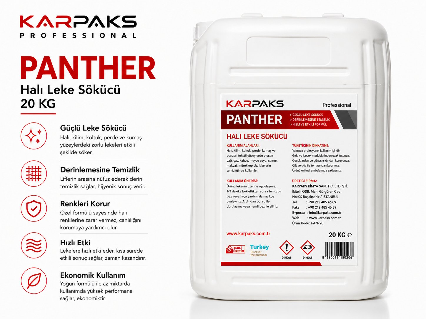 Karpaks Panther Halı Leke Sökücü 20 Kg