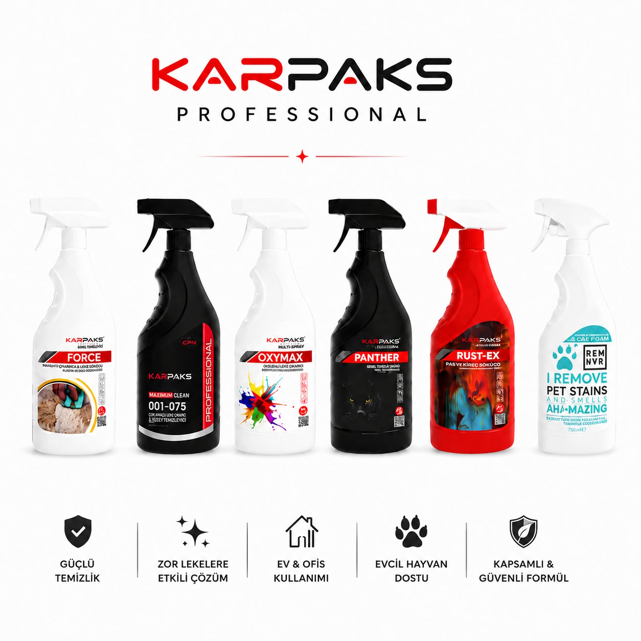 Karpaks Profesyonel Leke Sökücü Paketi - Multi Sprey - Force - Rust-Ex - Oxymax - Panther - Remuvr