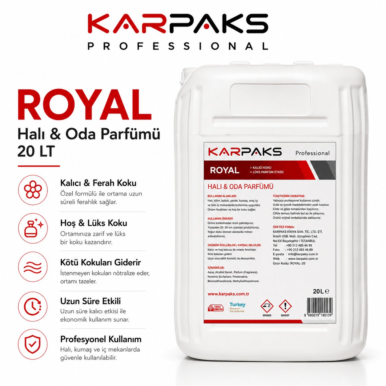 Karpaks Royal Halı ve Oda Parfümü 20 Lt