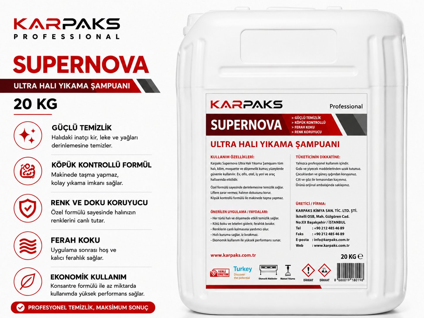 Karpaks Supernova Halı Yıkama Şampuanı 20kg