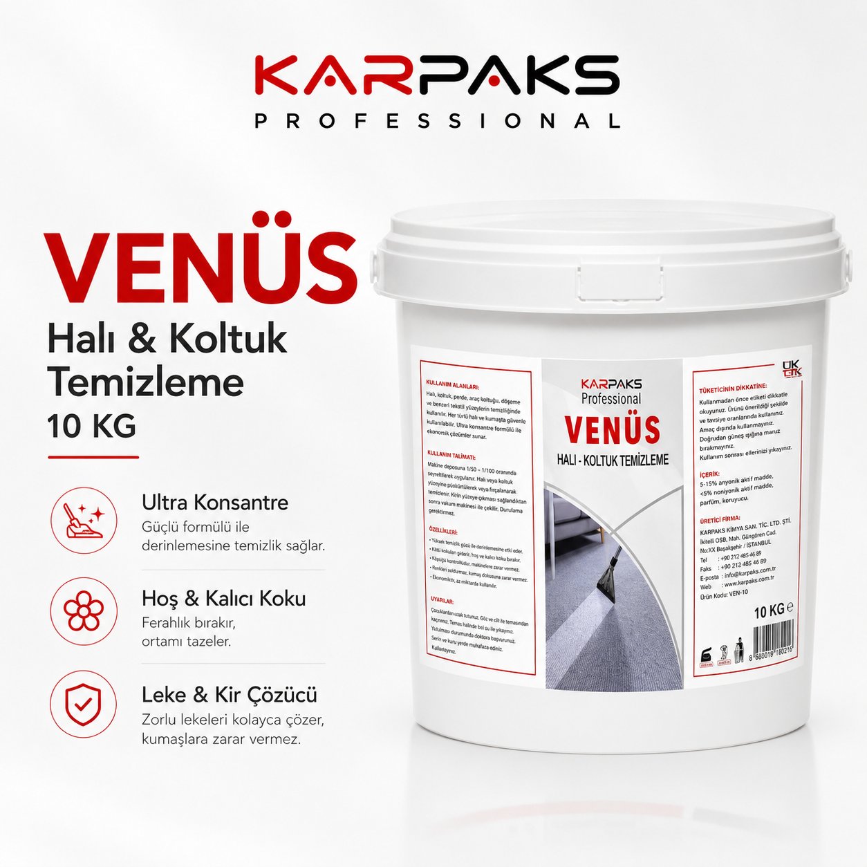 Karpaks Venüs Halı Koltuk Temizleme 10 Kg