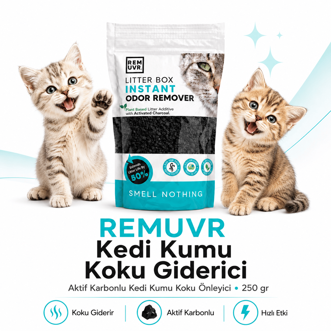Kedi Kumu Koku Giderici Premium 250 Gr | Aktif Karbonlu Kedi Kumu Koku Önleyici