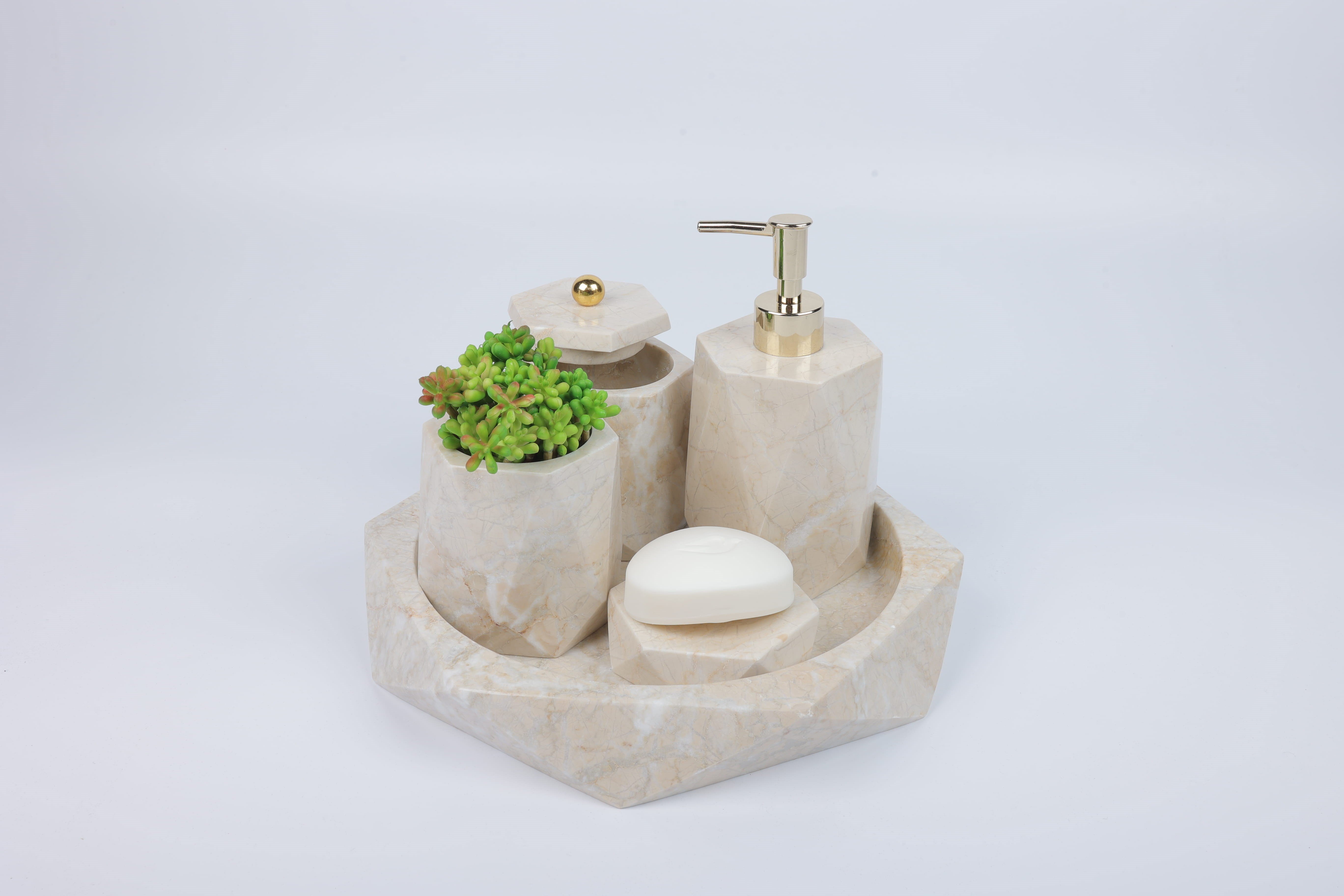 2in Crystal 5li Set Bej-gold