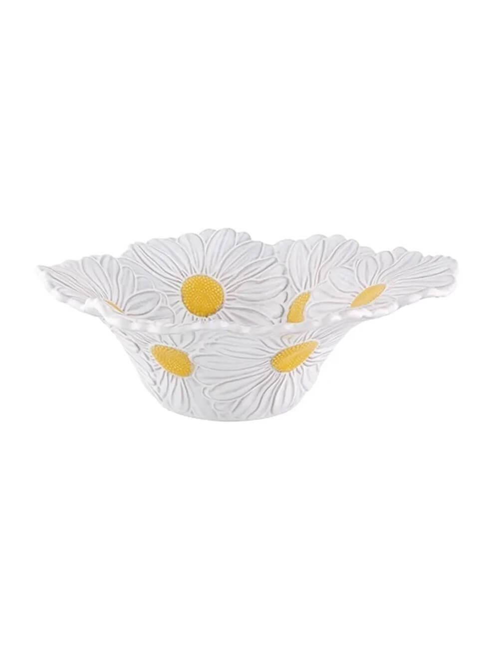 BRD Maria Flor Çiçekli Beyaz Servis Kasesi 27 cm