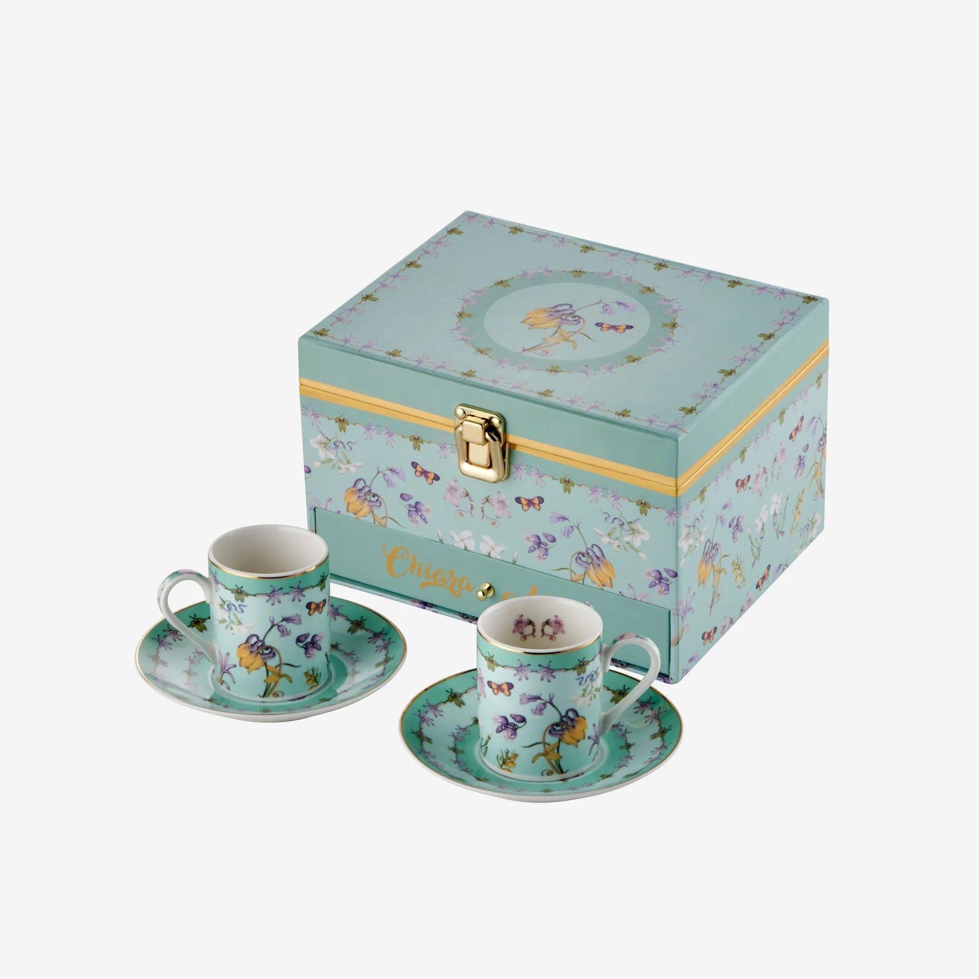 Chiara Alessi Ballerina Collection Yeşil Porselen Müzik Kutulu Kahve Fincan Seti 120 Ml