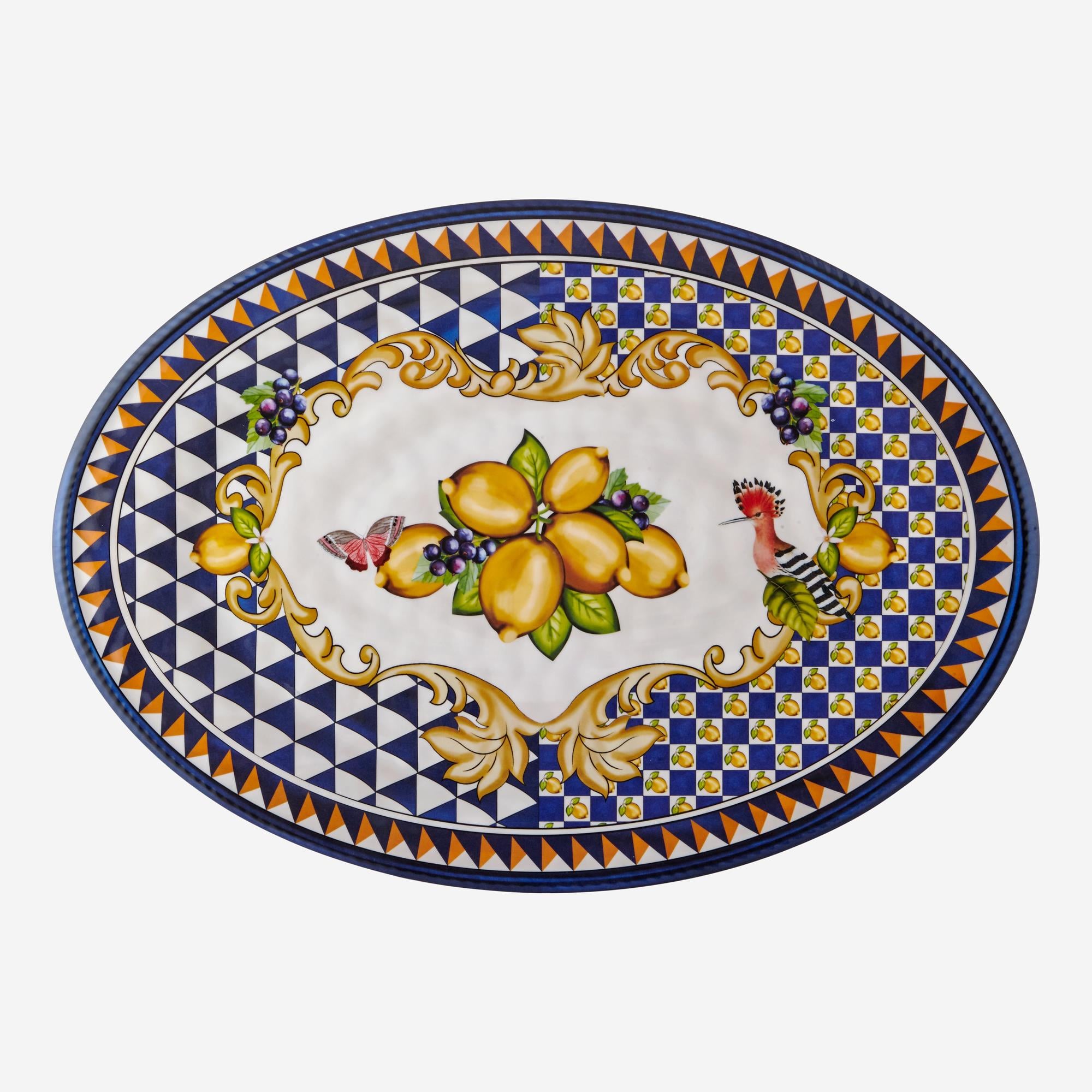 CHIARA ALESSİ Capri Collection Mavi Melamin Servis Tabağı 50 Cm