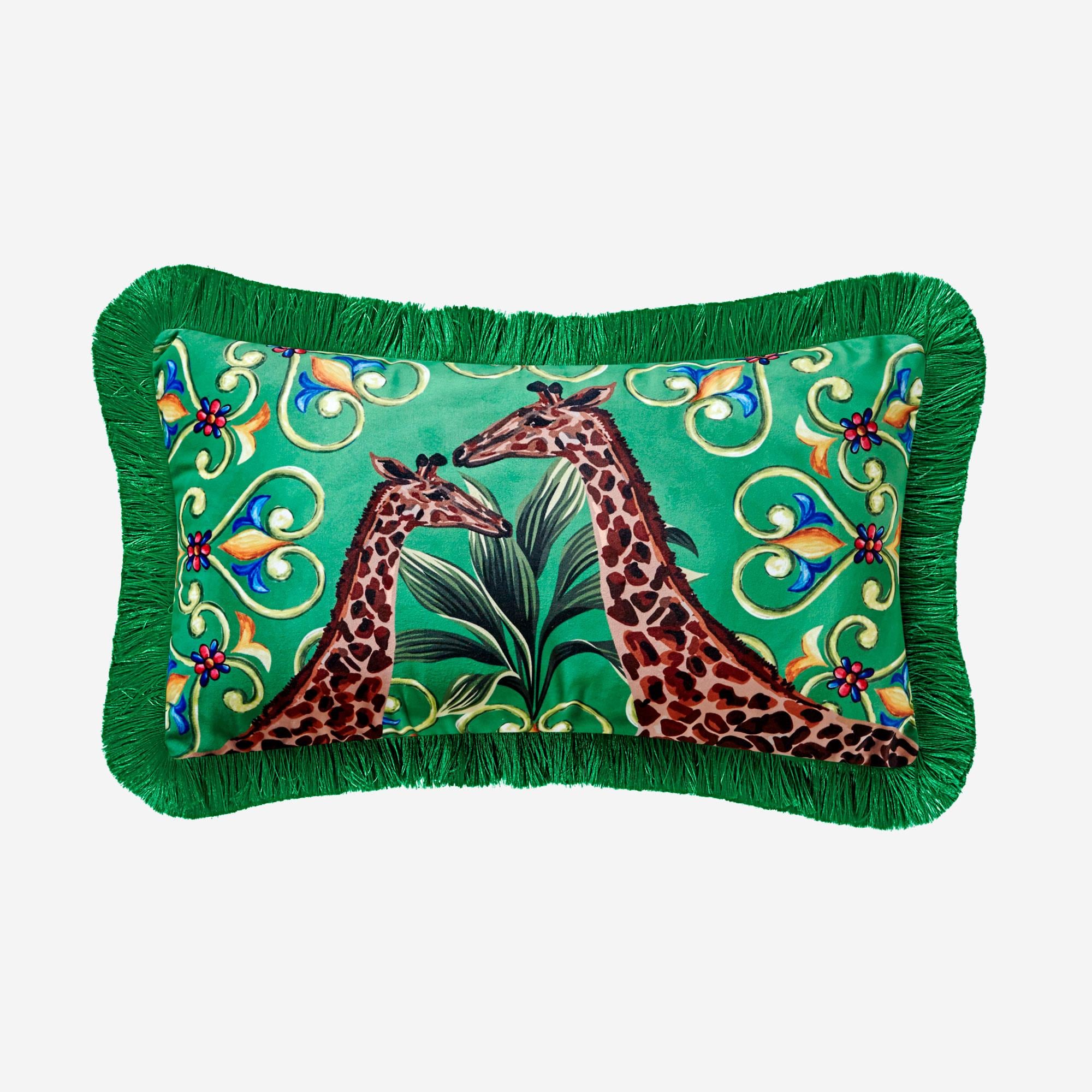 CHIARA ALESSI IL GIARDINO Yeşil Kadife Dekoratif Yastık 30X50 Cm