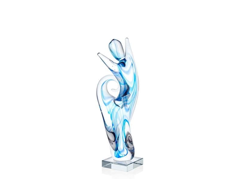 LMD ABSTRACT BLUE GLASS DECOR 11,5X11X32,5 CM