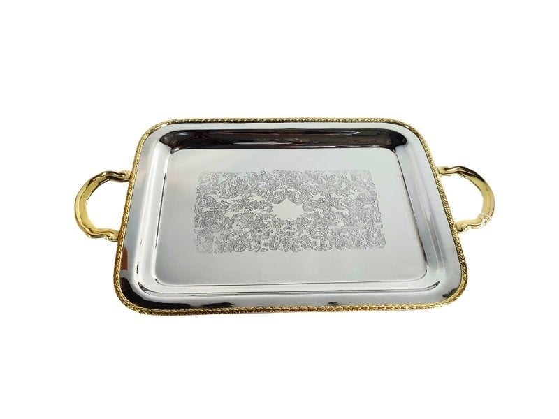 Lmd Border Collectıon Kulplu Dıkdortgen Tepsı Buyuk 51.5x39x4.5 Cm