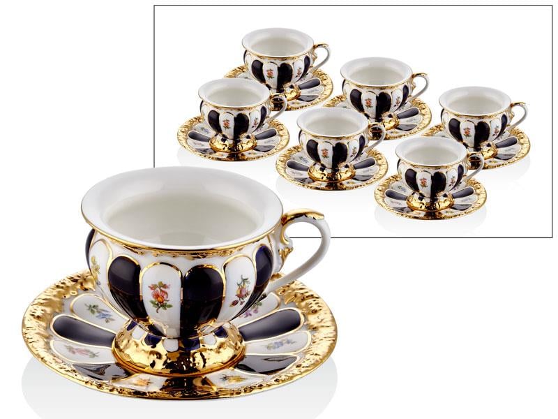 LMD DAISY BLUE GOLD 6PCS COFFEE CUPS SET