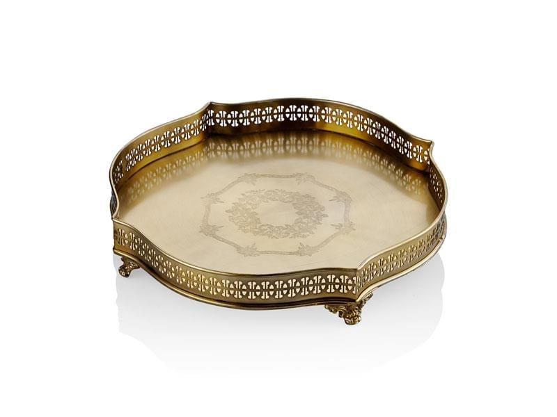 LMD ENGRAVE GOLD YUVARLAK TEPSI 33X33X7CM