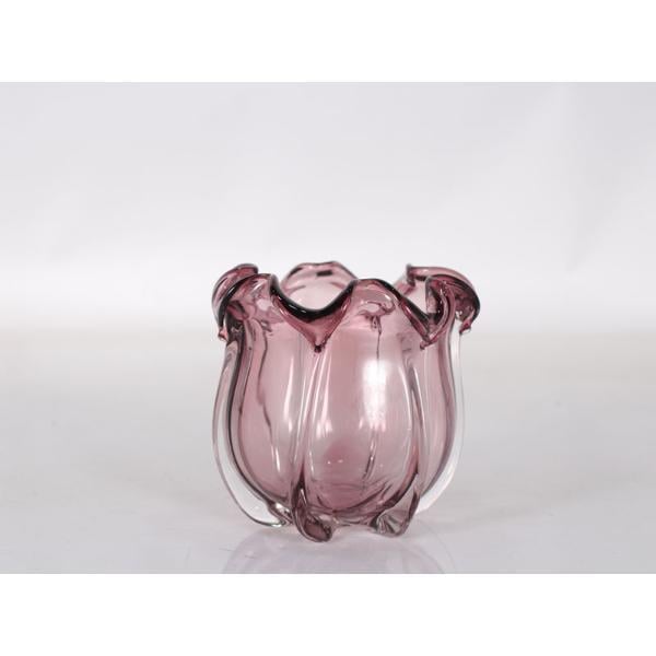 LMD FOLD PURPLE GLASS BOWL 20X20X16CM