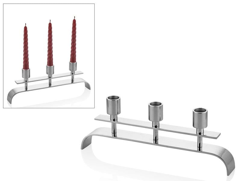 LMD HALF ELIPS NICKEL LARGE CANDLE HOLDER 31X4X12CM