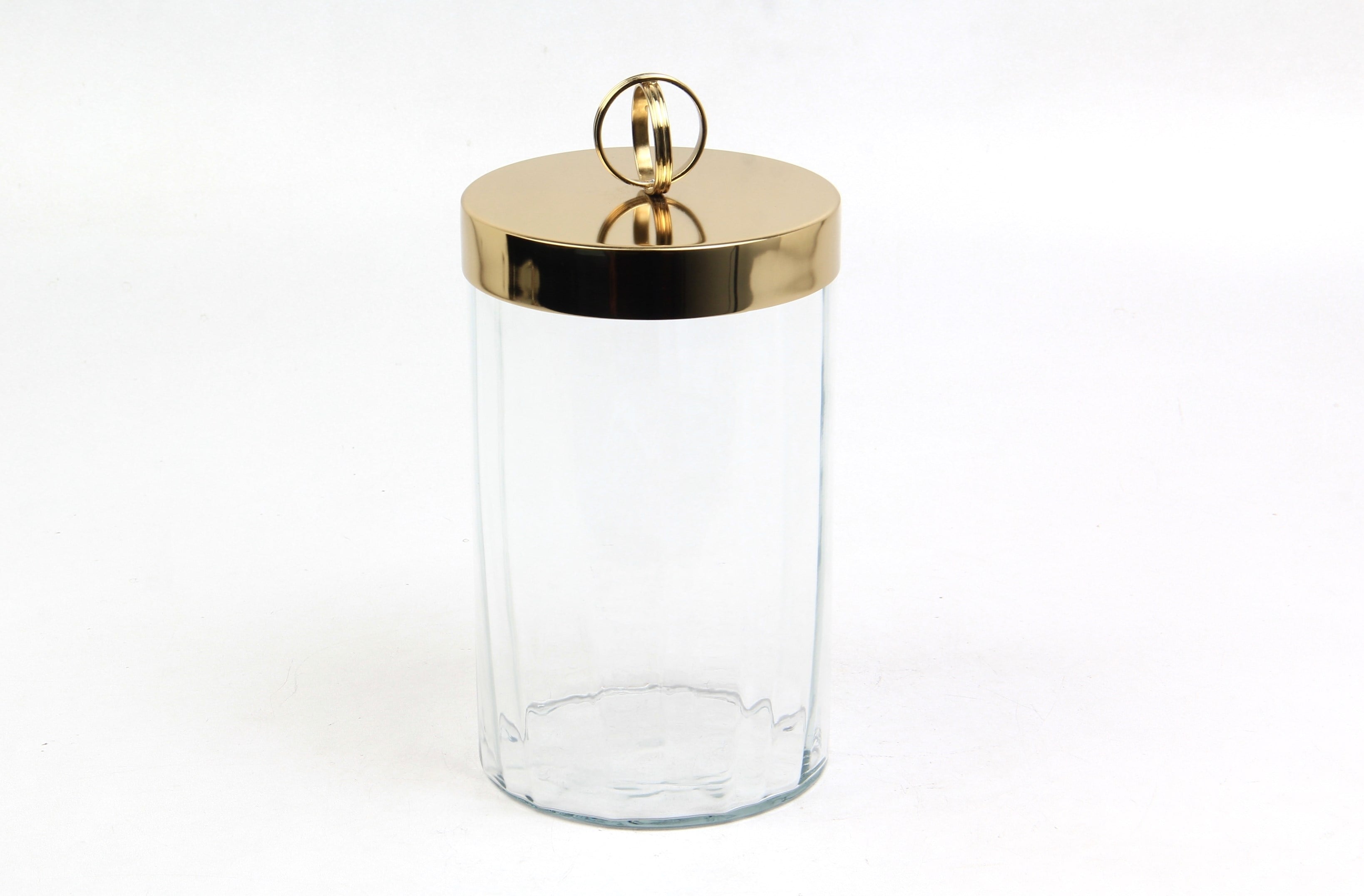 Lmd Halka Kulplu Optık Cam Orta Boy Gold Kavanoz 13,513,5x25,5 Cm