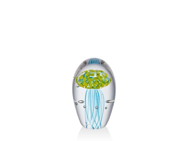 LMD JELLYFISH YELLOW BLUE GREEN  GLASS DECOR 7X7X12CM