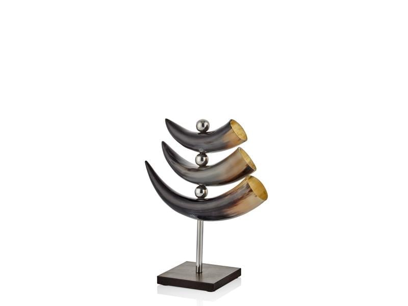 LMD NATURAL HORN 3LU YATAY BOYNUZ DEKOR 23X10X36 CM