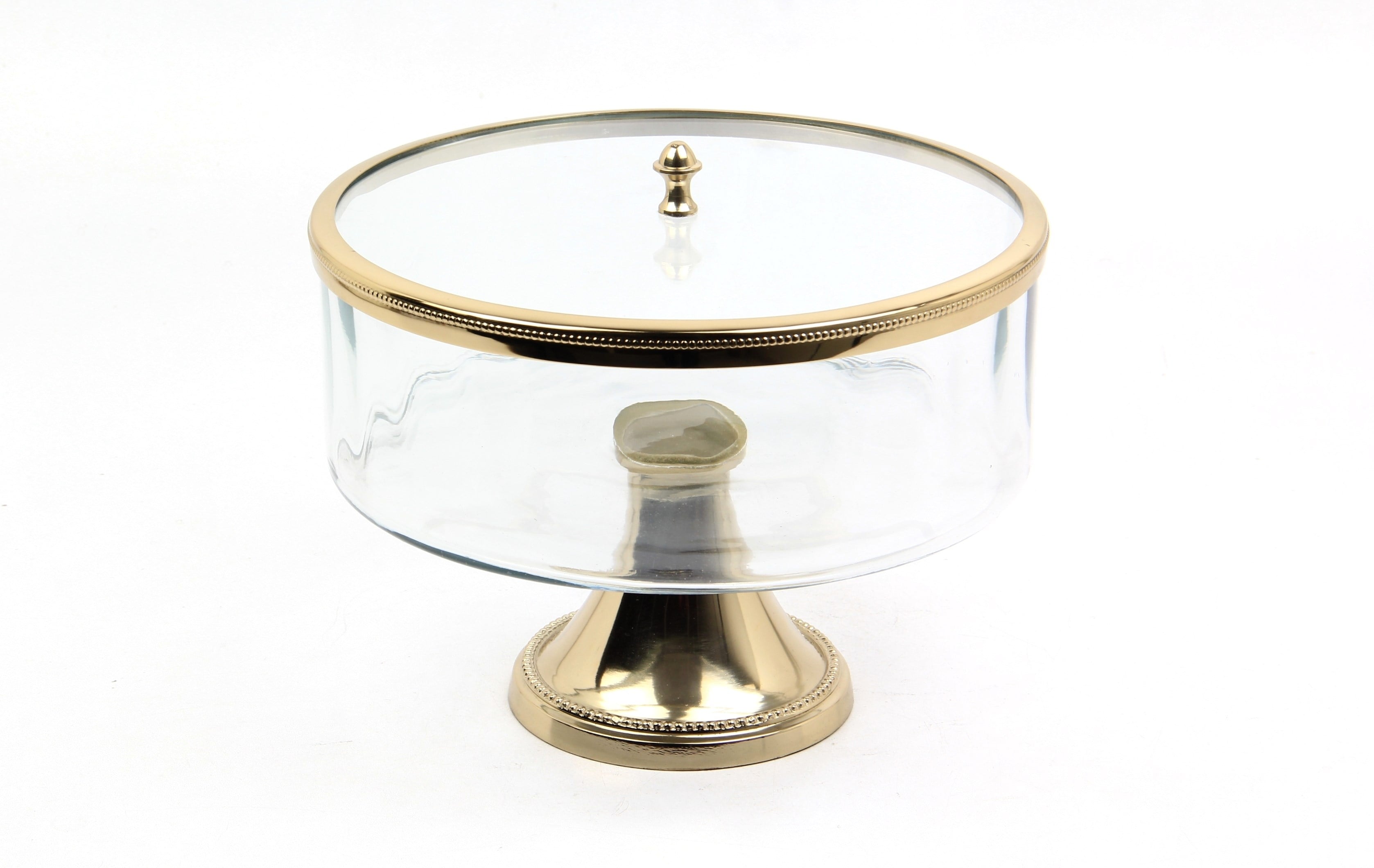 Lmd Optık Cam Ayaklı Buyuk Gold Kavanoz 26,5x26,5x22,5 Cm