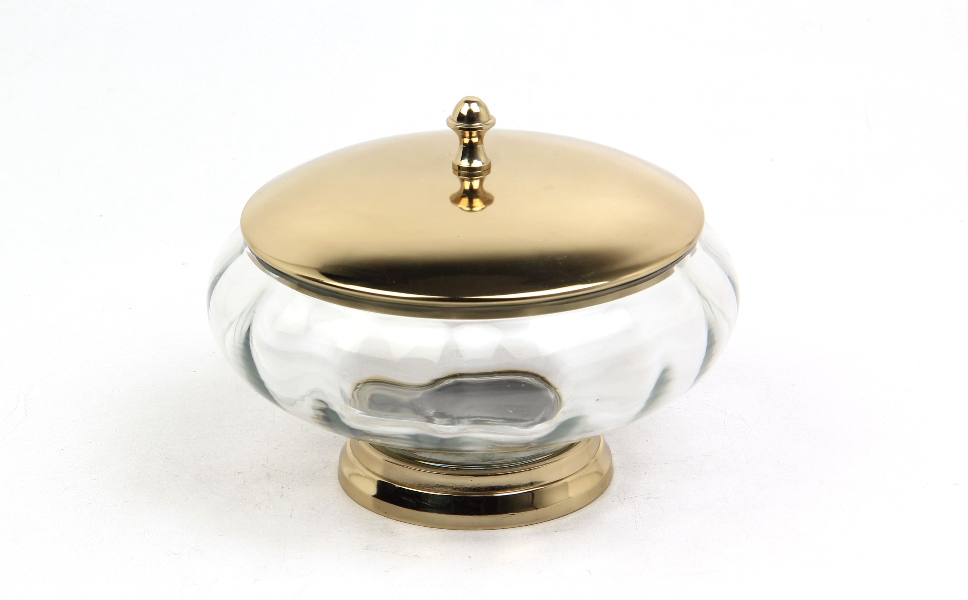 Lmd Optık Cam Ayaklı Kapaklı Gold Sekerlık19,5x19,5x15,5 Cm