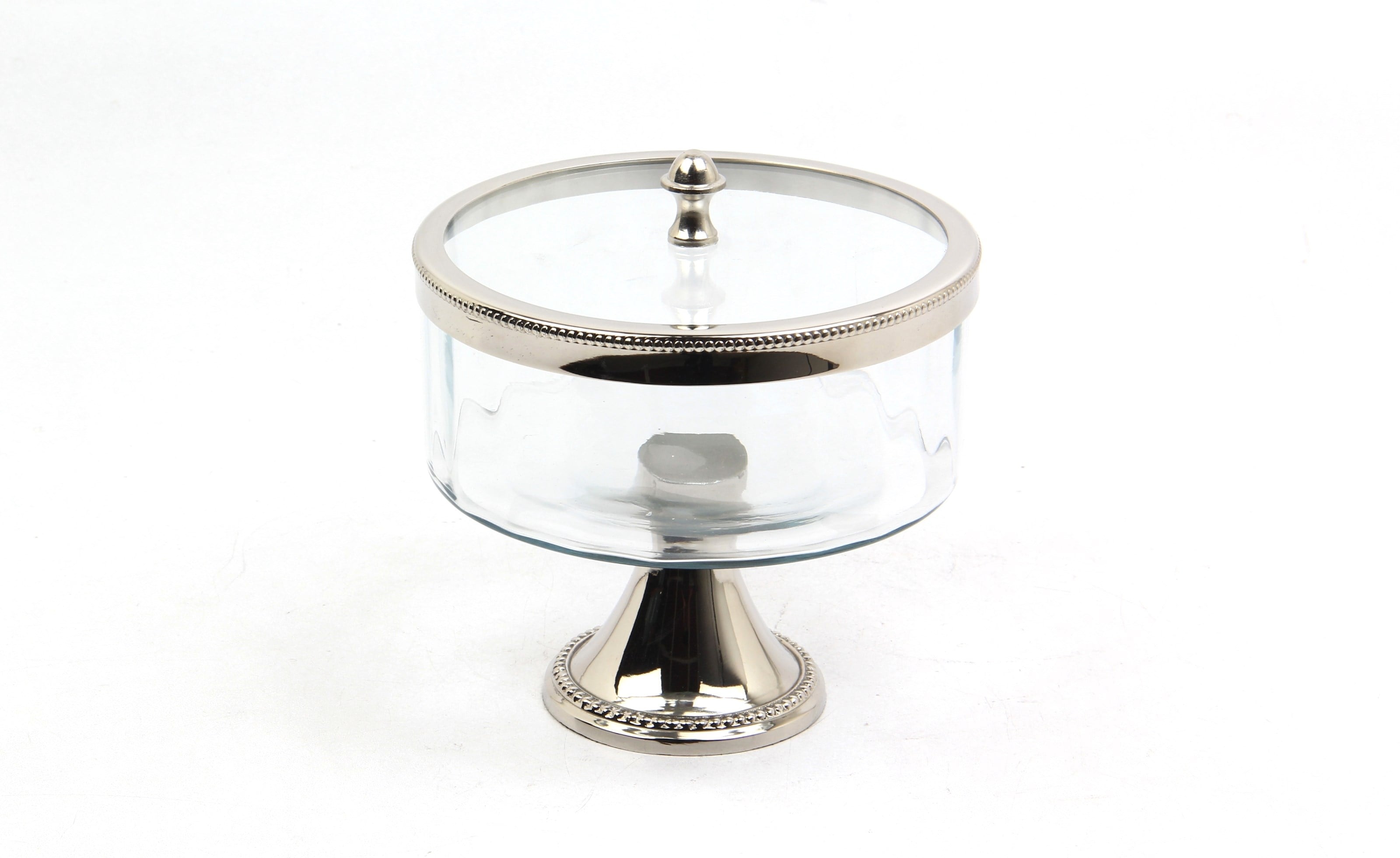 Lmd Optık Cam Ayaklı Kucuk Nıkel Kavanoz 15,7x15,7x18,5 Cm
