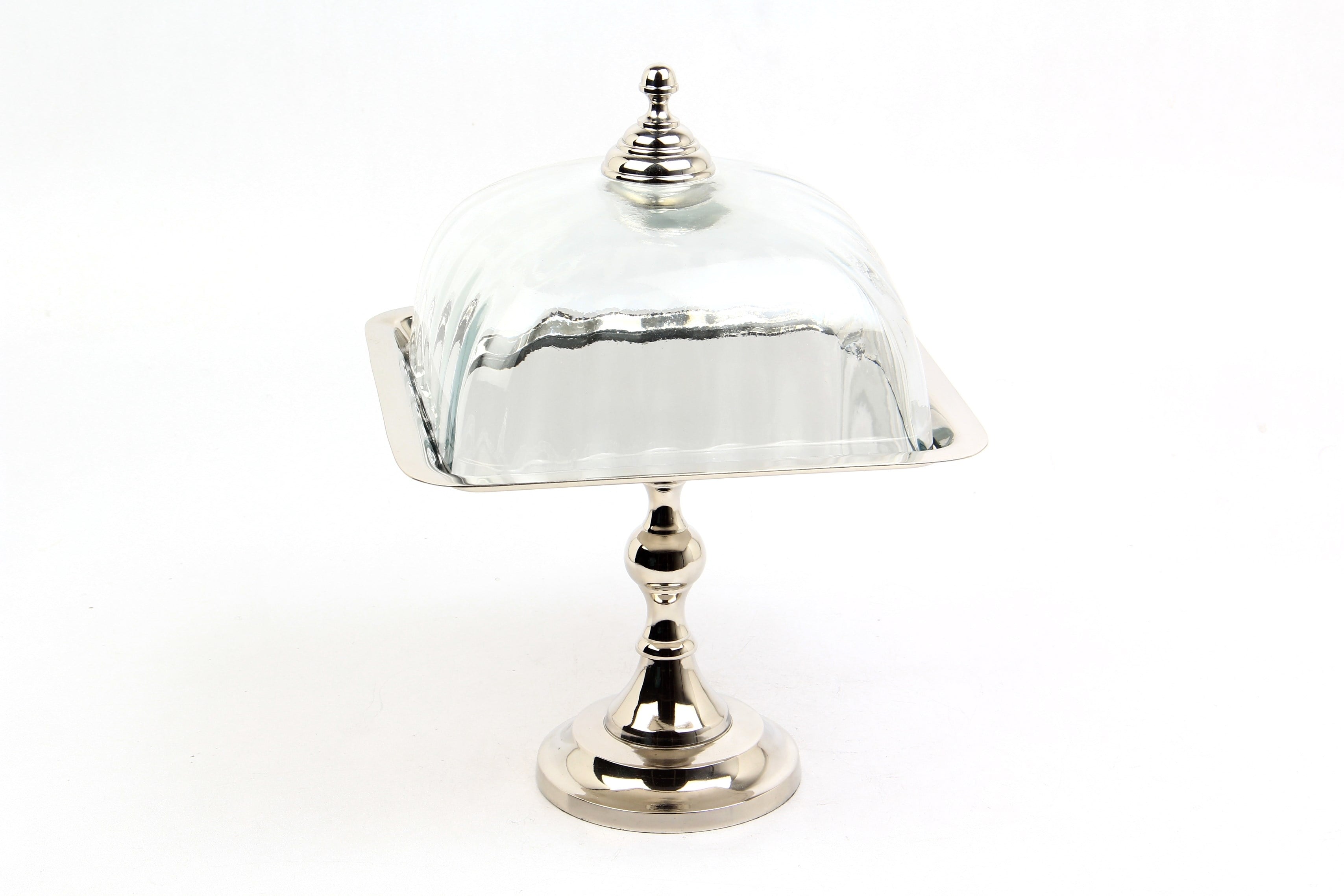 Lmd Optık Cam Kare Nıkel Ayaklı Kek Standı24x24x33,5 Cm