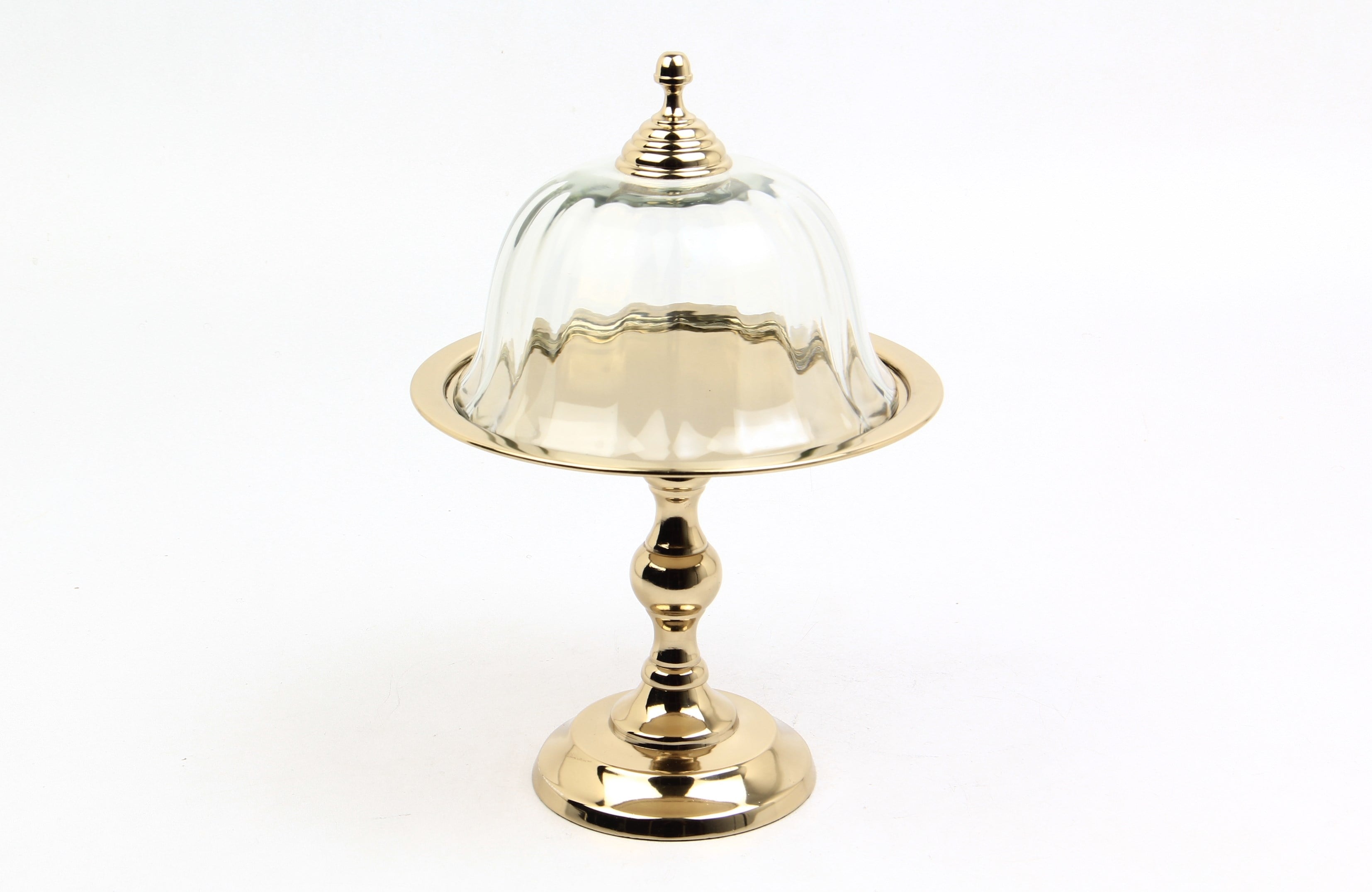 Lmd Optık Cam Yuvarlak Gold Ayaklı Kek Standı20x20x30 Cm