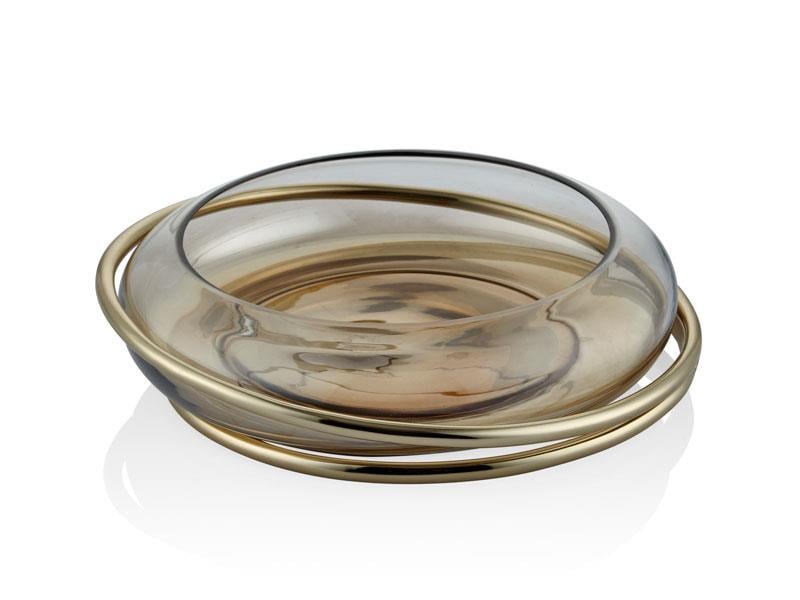 LMD PLAYFUL GOLD SHALLOW BOWL 31X31X8CM