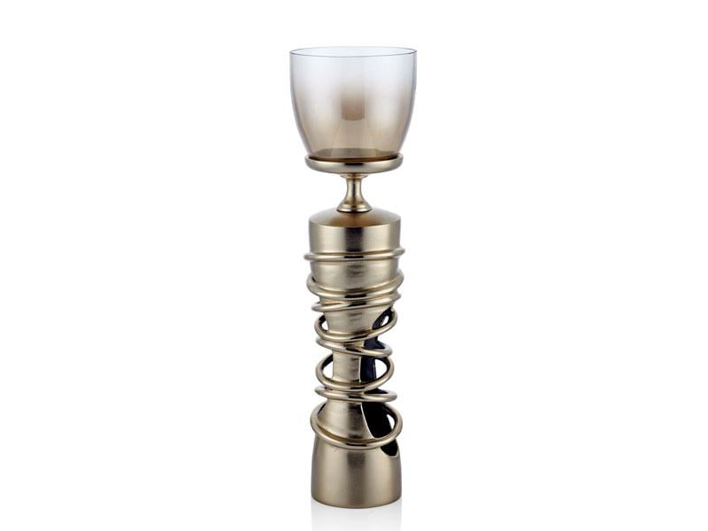 LMD PLAYFULL LARGE GOLD PILLAR HOLDER 14X14X51CM