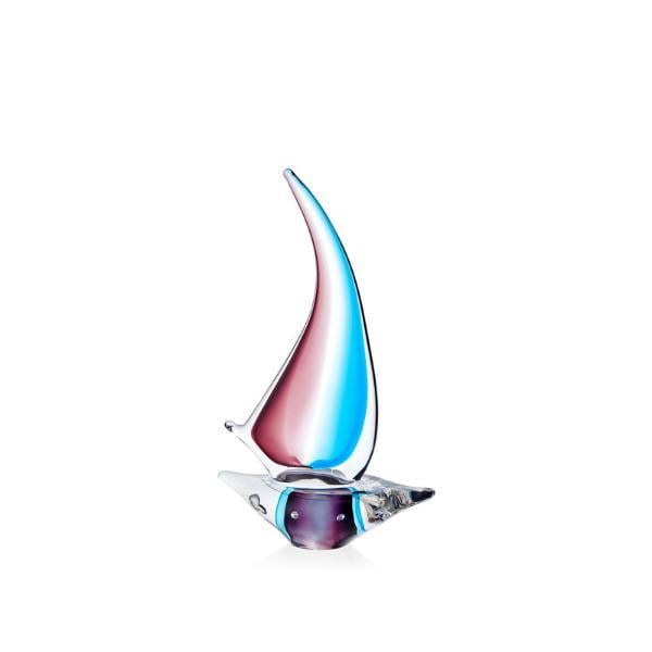 LMD SAILBOAT COLORFUL GLASS DECOR 20,5X8X30CM