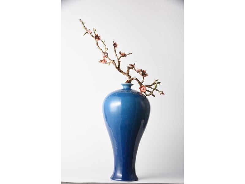 LMD VASE SHAPE BLUE LARGE DECOR 42X22X75CM