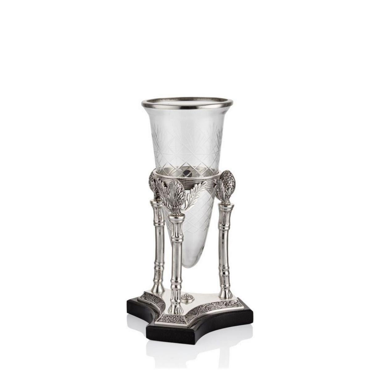 LMD ZEUS KONIK CAMLI SILVER KUCUK BOY VAZO 23X23X45 CM