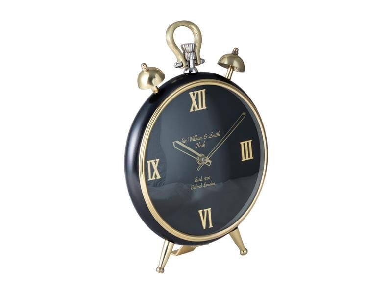 LMDR BLACK SHINY BRASS TABLE CLOCK 8X22,5X30,5 CM