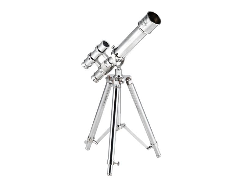 LMDR DECORATIVE NICKELTELESCOPE ON TRIPOD 23,5X31X45 CM