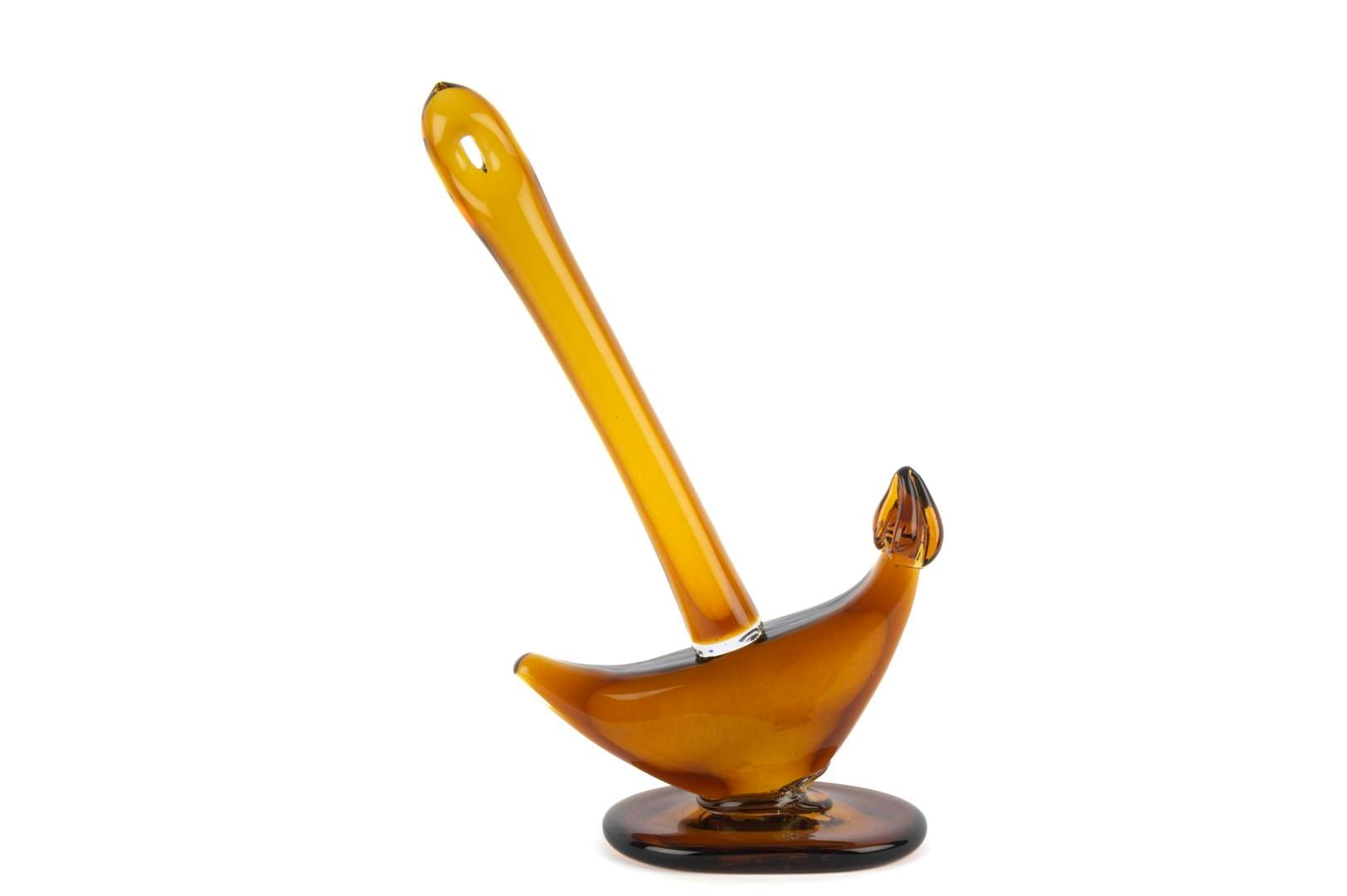 MİKASA Amber Kahve Cam Çapa Dek Obje 21x40cm