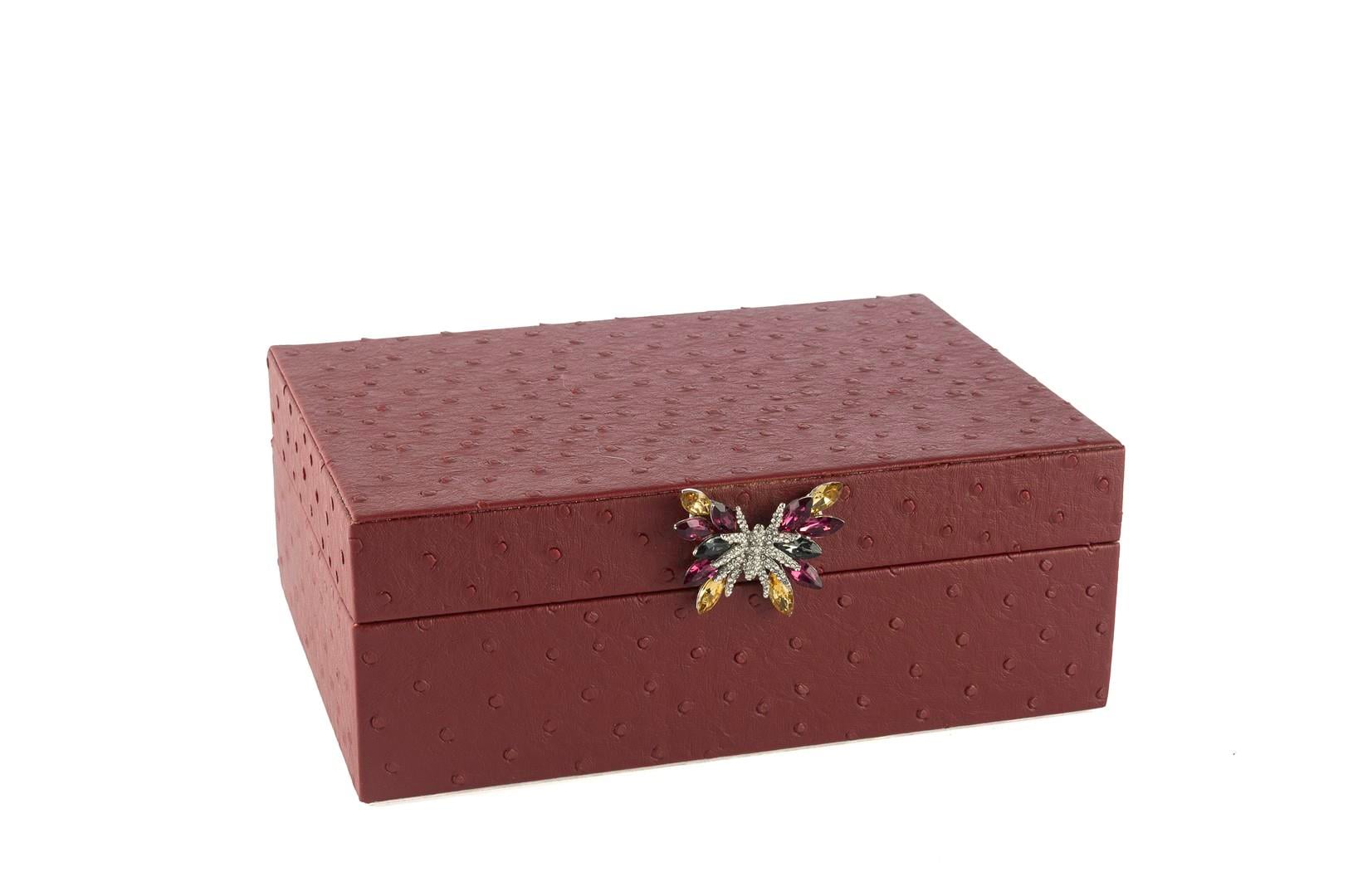 MİKASA BORDO KELEBEK KULPLU DERİ KUTU 25X18X9CM