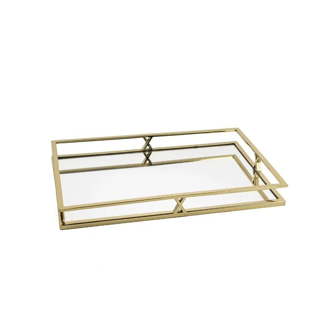 MİKASA GOLD METAL DİK AYNALI TEPSİ 41X26X5 CM