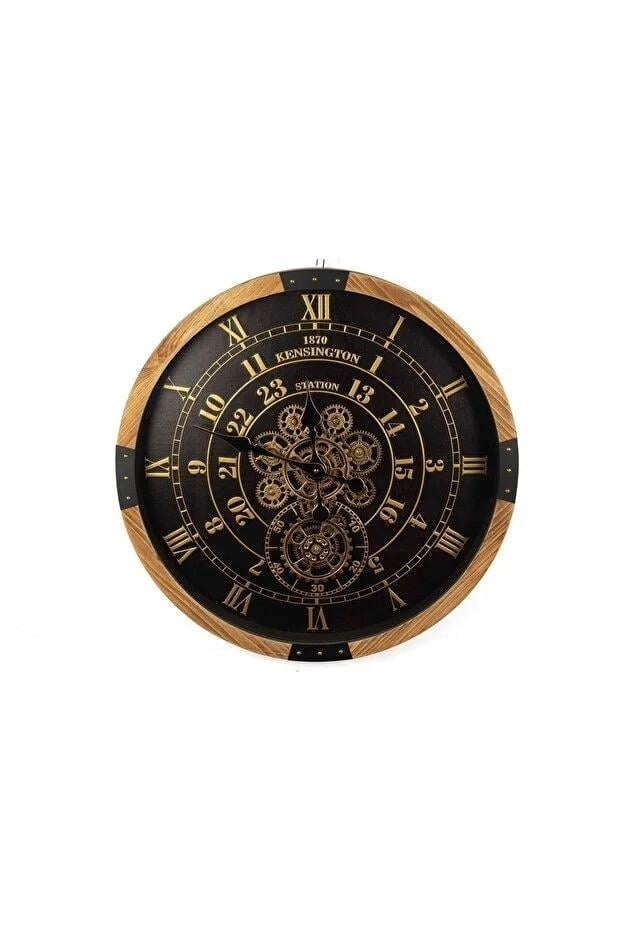 MİKASA Gold Siyah Ahşap Duvar Saati 64x8cm