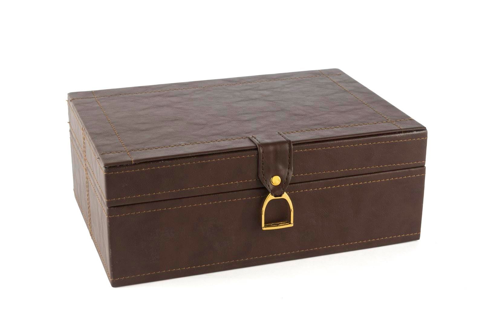 MİKASA KAHVE GOLD KULPLU DERİ KUTU 26X19X10 CM