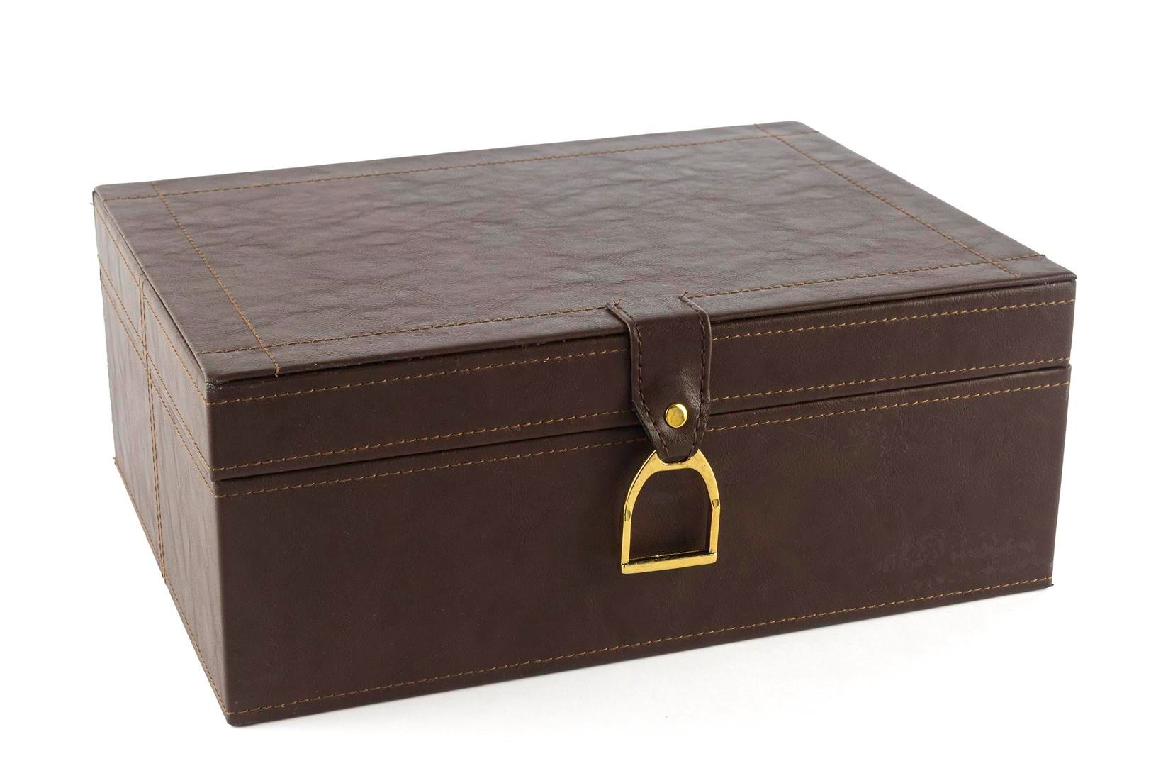MİKASA KAHVE GOLD KULPLU DERİ KUTU 30X23X12 CM