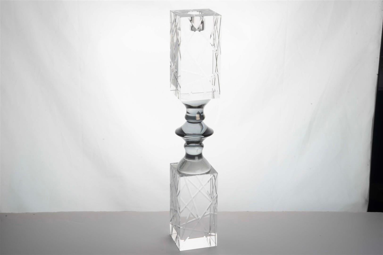 MİKASA KRİSTAL GRİ ŞEFFAF MUMLUK 6X6X36 CM