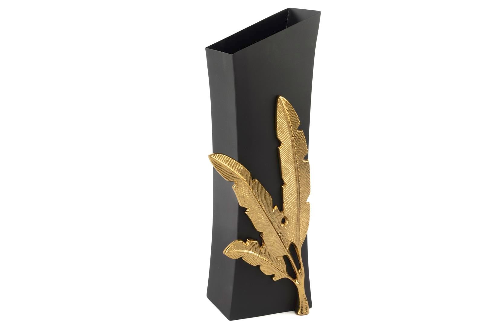 Mikasa Siyah Gold Palmiyeli Metal Vazo 18x14x52cm