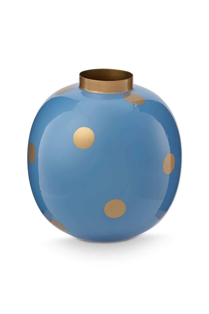 PIP STUDIO Dot Delight  Altın / Mavi Vazo 23 CM